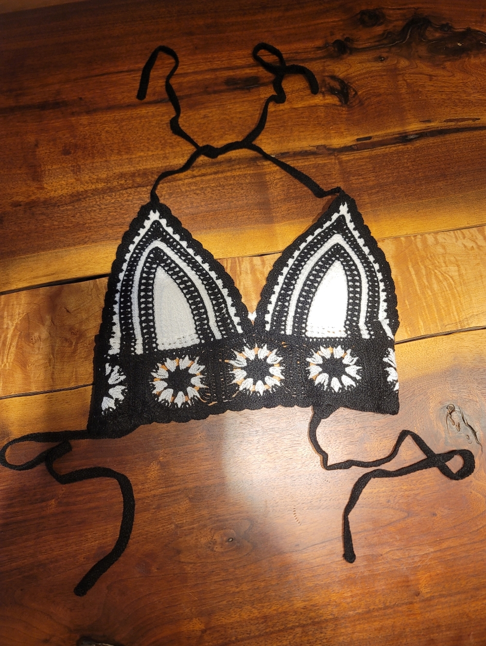 Boho Black & White Crochet Halter Top - Picture 5 of 5